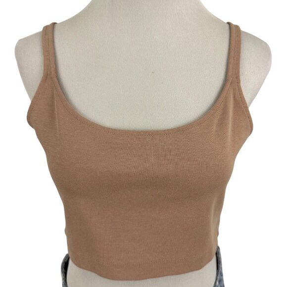 Aritzia The Group Babaton Top Women's Large Ribbed Frankie Bra Crop Top‎ Beige - Picture 8 of 12